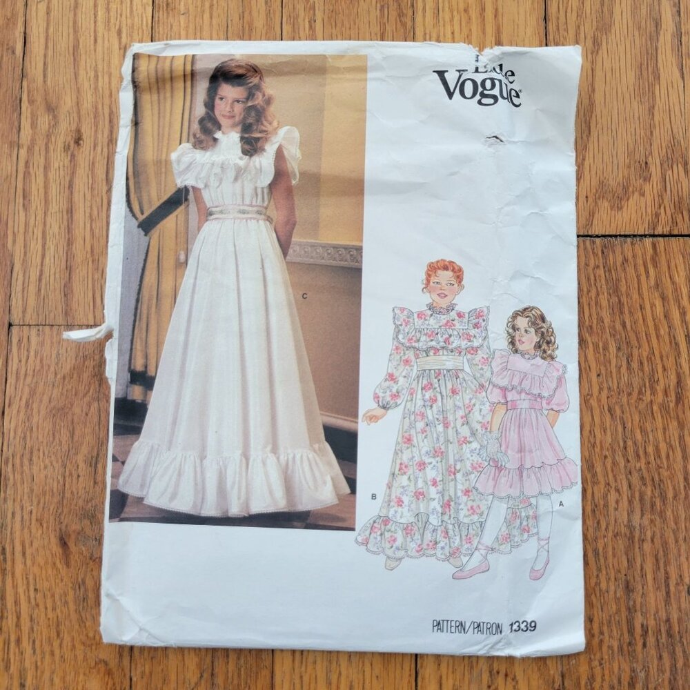 Vintage Little Vogue 1339 Girls Dress Sewing Pattern Size 7 8 10 Costume Cosplay